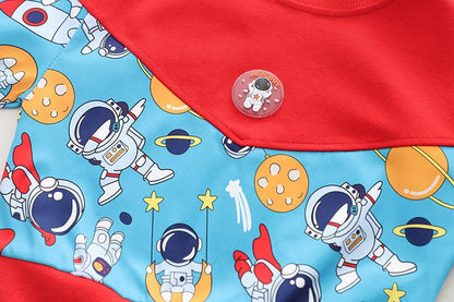 Conjunto de 2 piezas de ropa con sudadera y pantalones deportivos con estampado de astronauta espacial