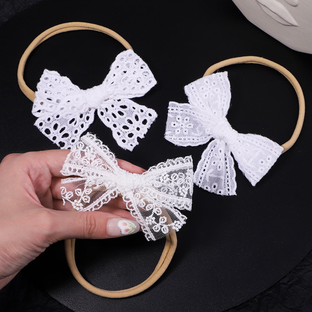 1 pieza de diademas de encaje con lazos para niños
