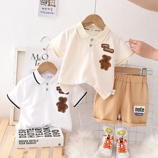 Conjunto infantil de cuello polo de oso