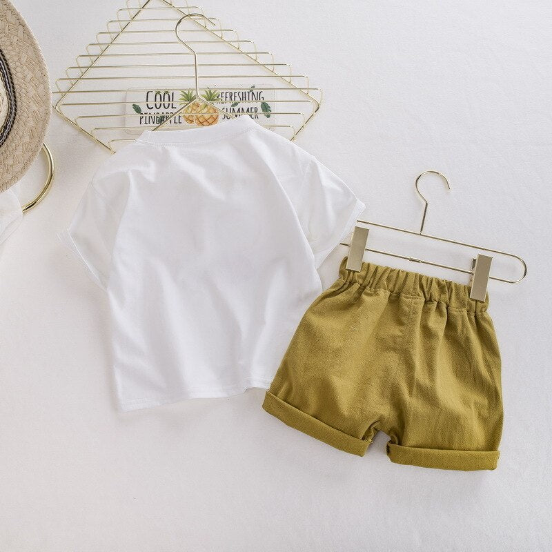 Conjuntos de ropa para bebés niños, pantalones cortos de manga corta, conjunto de 2 piezas para niños de verano 