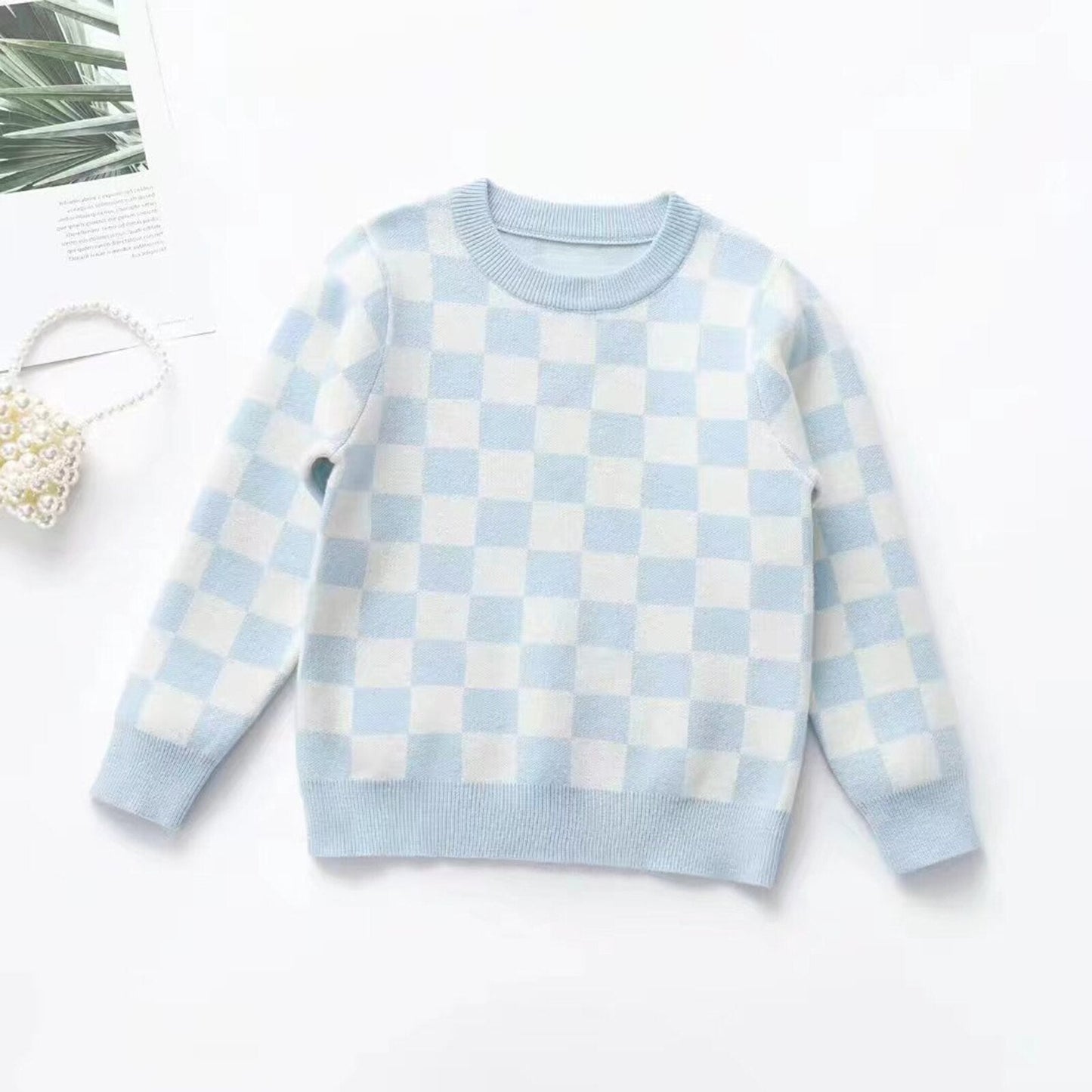 Blusa infantil con estampado de tablero de ajedrez