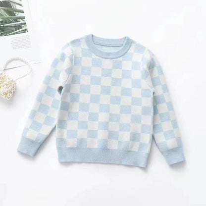 Blusa infantil con estampado de tablero de ajedrez