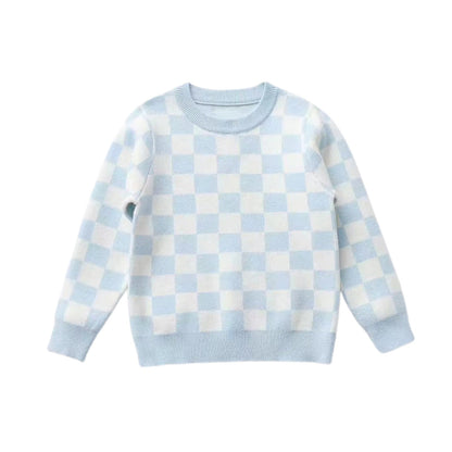Blusa infantil con estampado de tablero de ajedrez