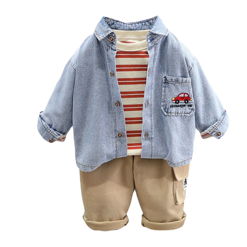 Conjunto infantil de 3 piezas con chaqueta vaquera