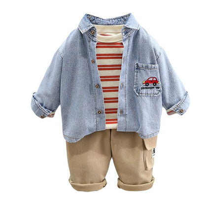 Conjunto infantil de 3 piezas con chaqueta vaquera