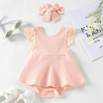 Conjunto de mono y diadema de colores caramelo