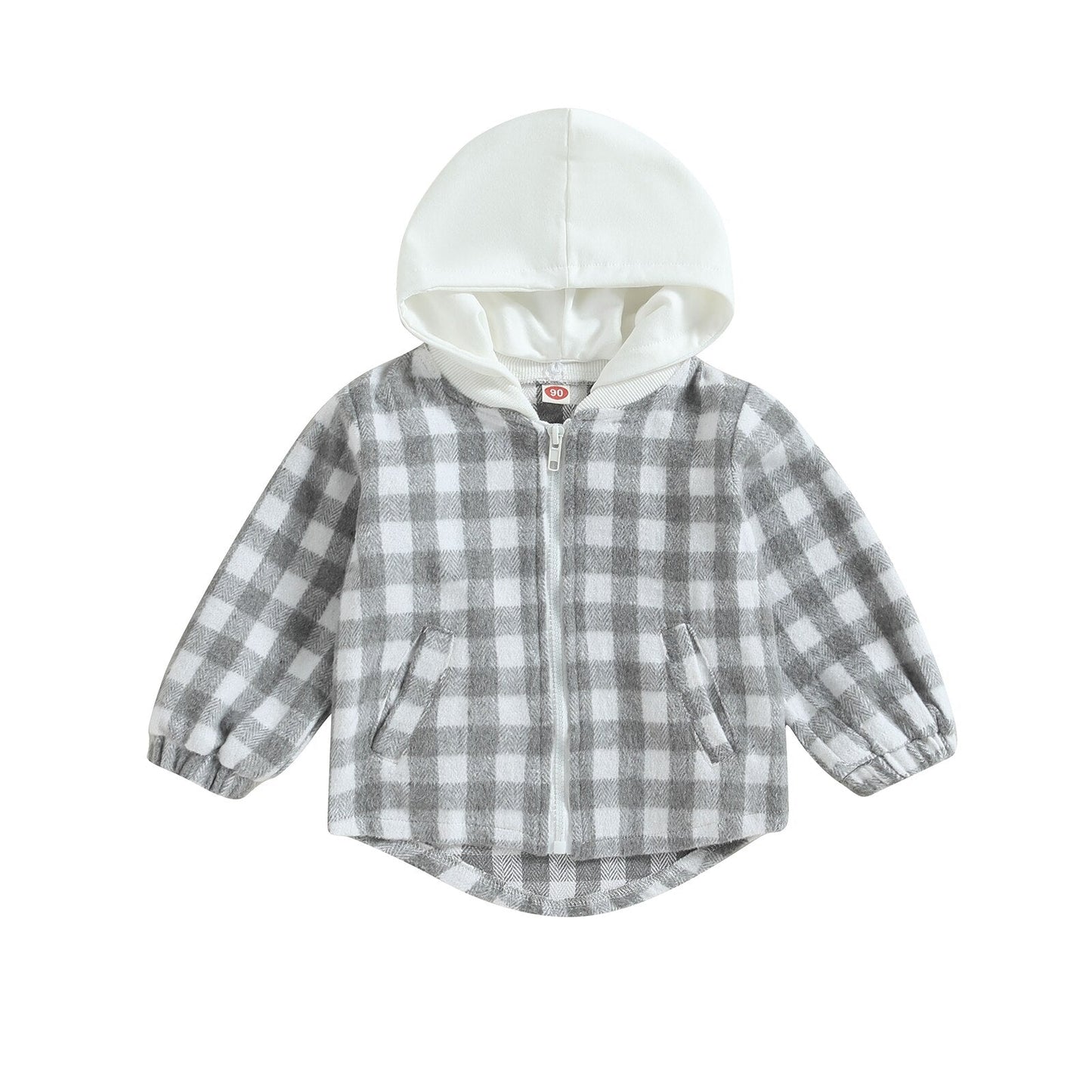 Chaqueta con capucha y cremallera a cuadros