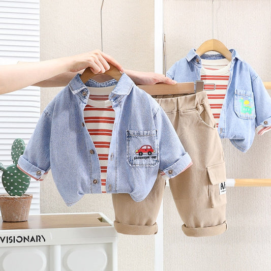 Conjunto infantil de 3 piezas con chaqueta vaquera