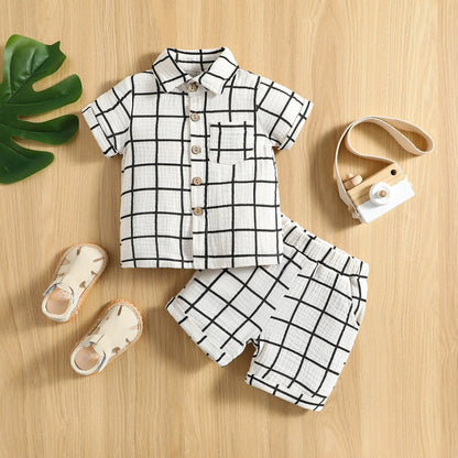 Conjunto de 2 piezas para bebé niño pequeño a cuadros