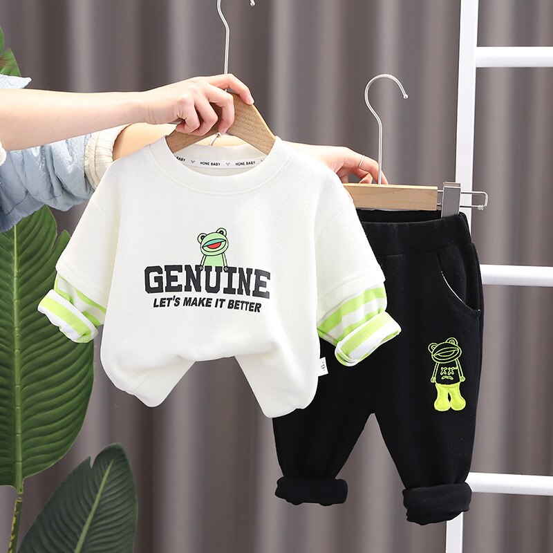 Children's set of boy with cartoon frog