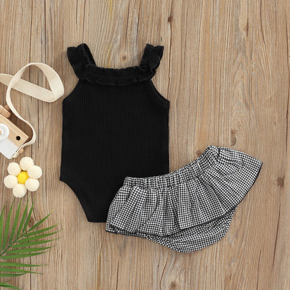 Conjunto de falda de ajedrez para niños