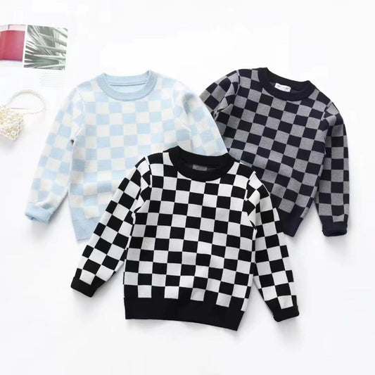 Blusa infantil con estampado de tablero de ajedrez