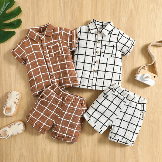 Conjunto de 2 piezas para bebé niño pequeño a cuadros