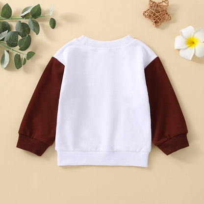 Sudadera infantil marrón y blanca