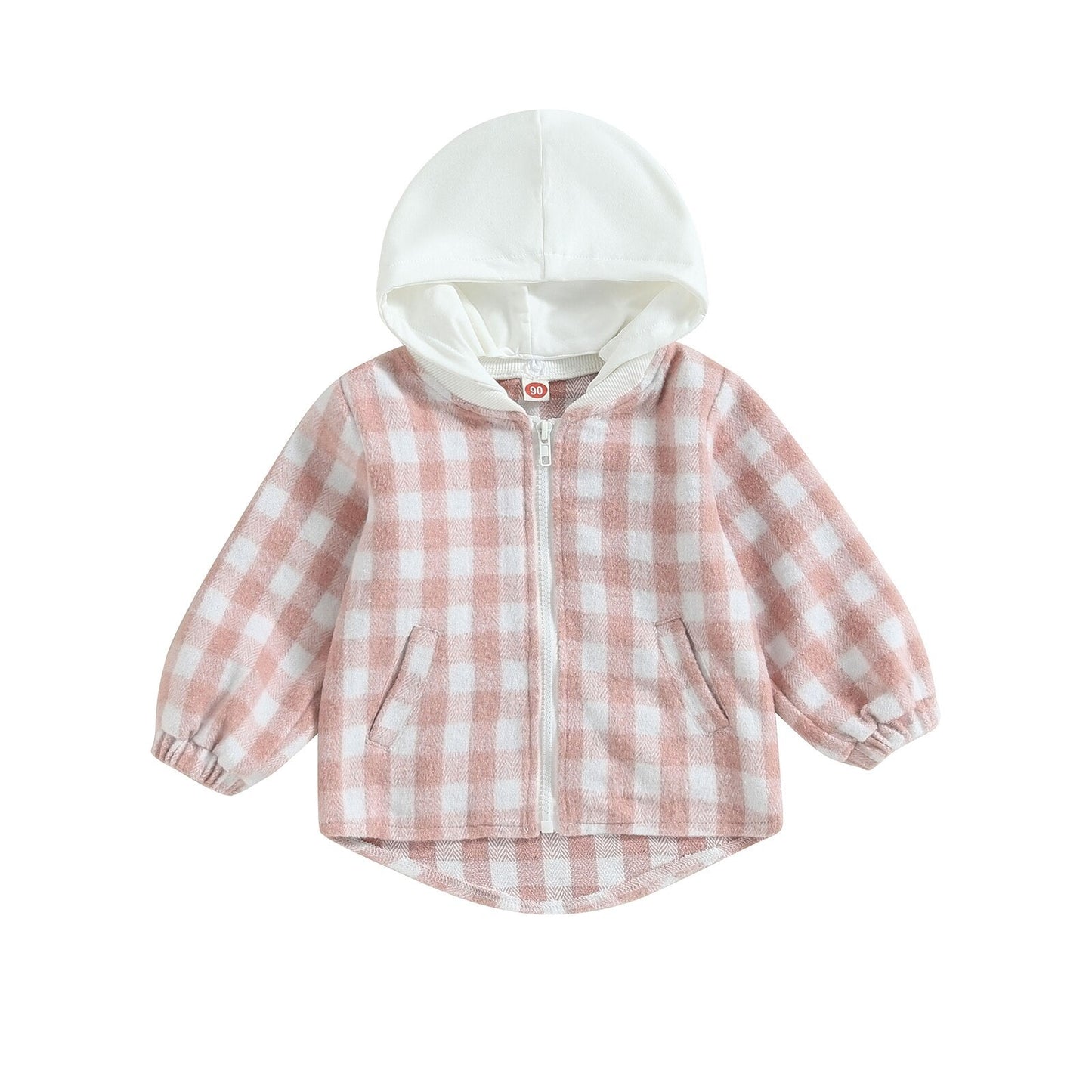 Chaqueta con capucha y cremallera a cuadros