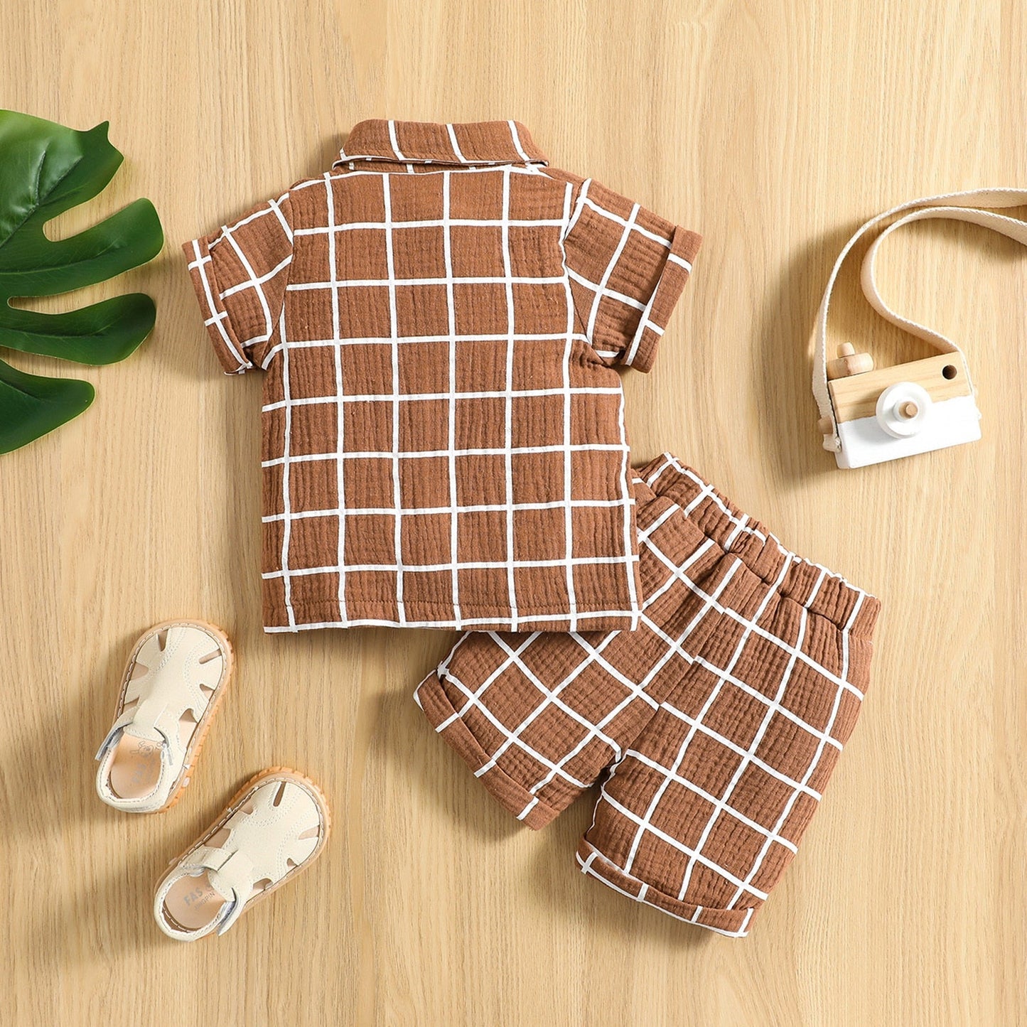 Conjunto de 2 piezas para bebé niño pequeño a cuadros