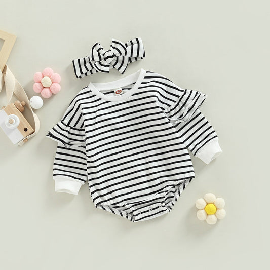 Body infantil de rayas + cinta para el pelo