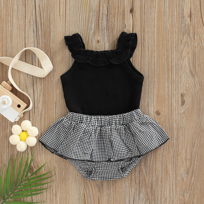 Conjunto de falda de ajedrez para niños