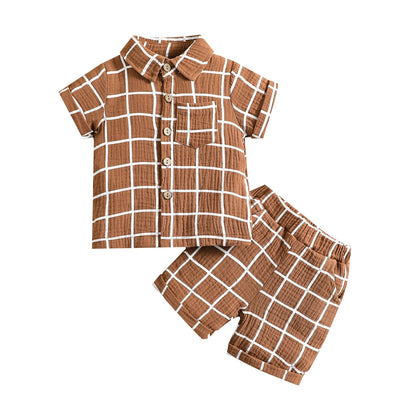 Conjunto de 2 piezas para bebé niño pequeño a cuadros