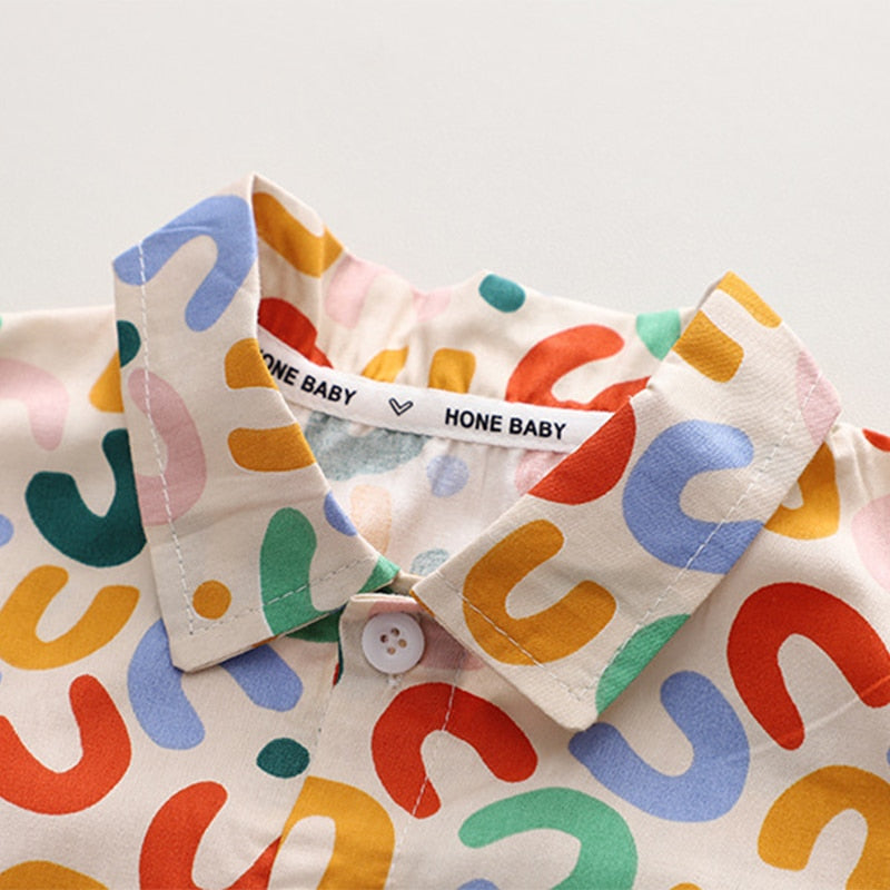 Trajes de verano para bebé con estampado de dibujos animados coloridos