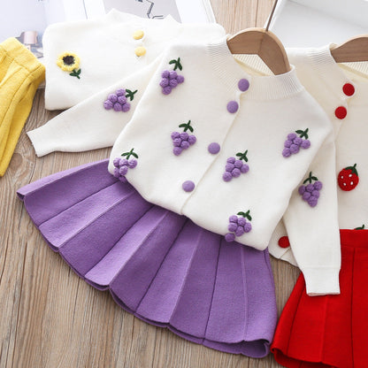 Conjunto de 2 piezas de suéter de punto bonito + fresas 
