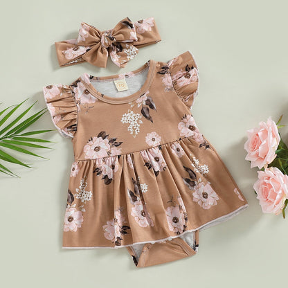 Body infantil floral + diadema