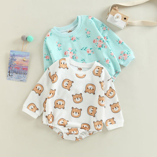 Body de bebé osito de peluche y flores