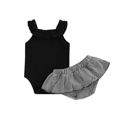 Conjunto de falda de ajedrez para niños