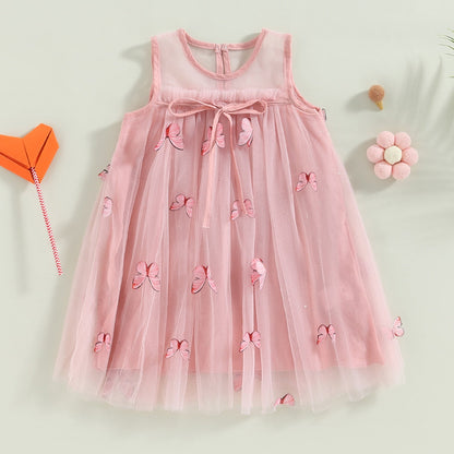Vestido de malla con flores de mariposa