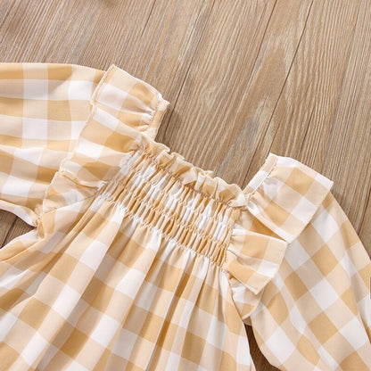 Body de ajedrez beige para niños
