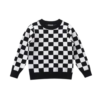 Blusa infantil con estampado de tablero de ajedrez