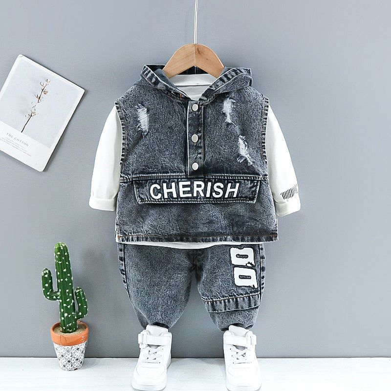 Ropa vaquera para niños, 3 piezas/conjuntos, ropa deportiva para niños pequeños
