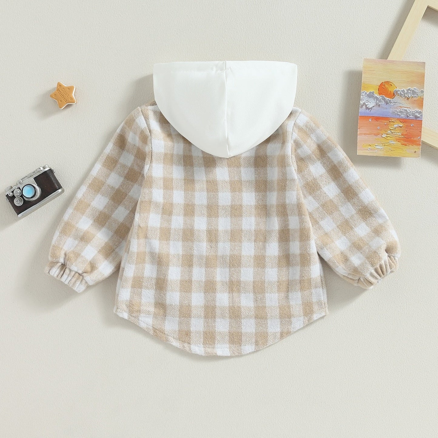 Chaqueta con capucha y cremallera a cuadros