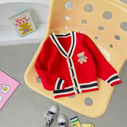 Suéter tipo cárdigan de punto para niños