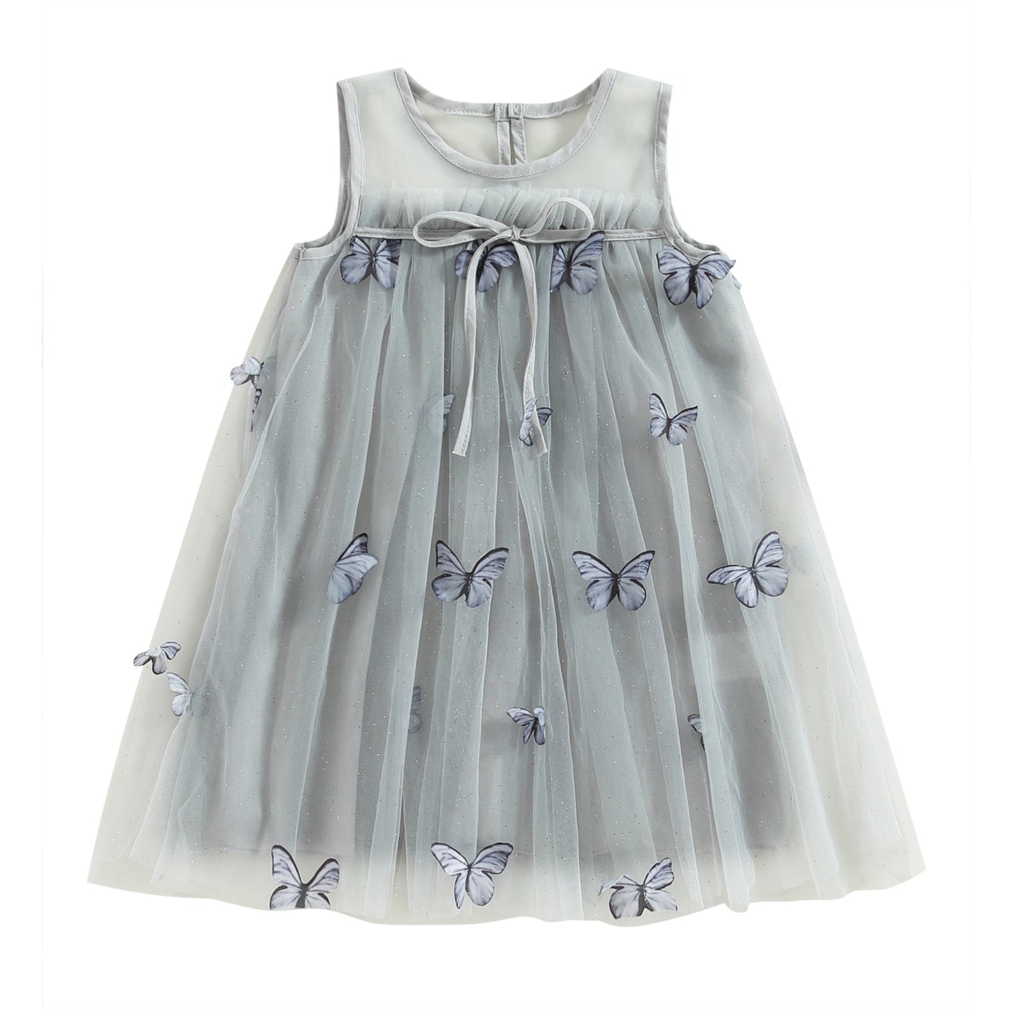 Vestido de malla con flores de mariposa