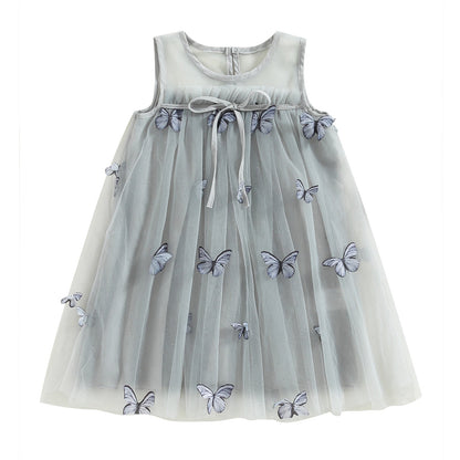 Vestido de malla con flores de mariposa