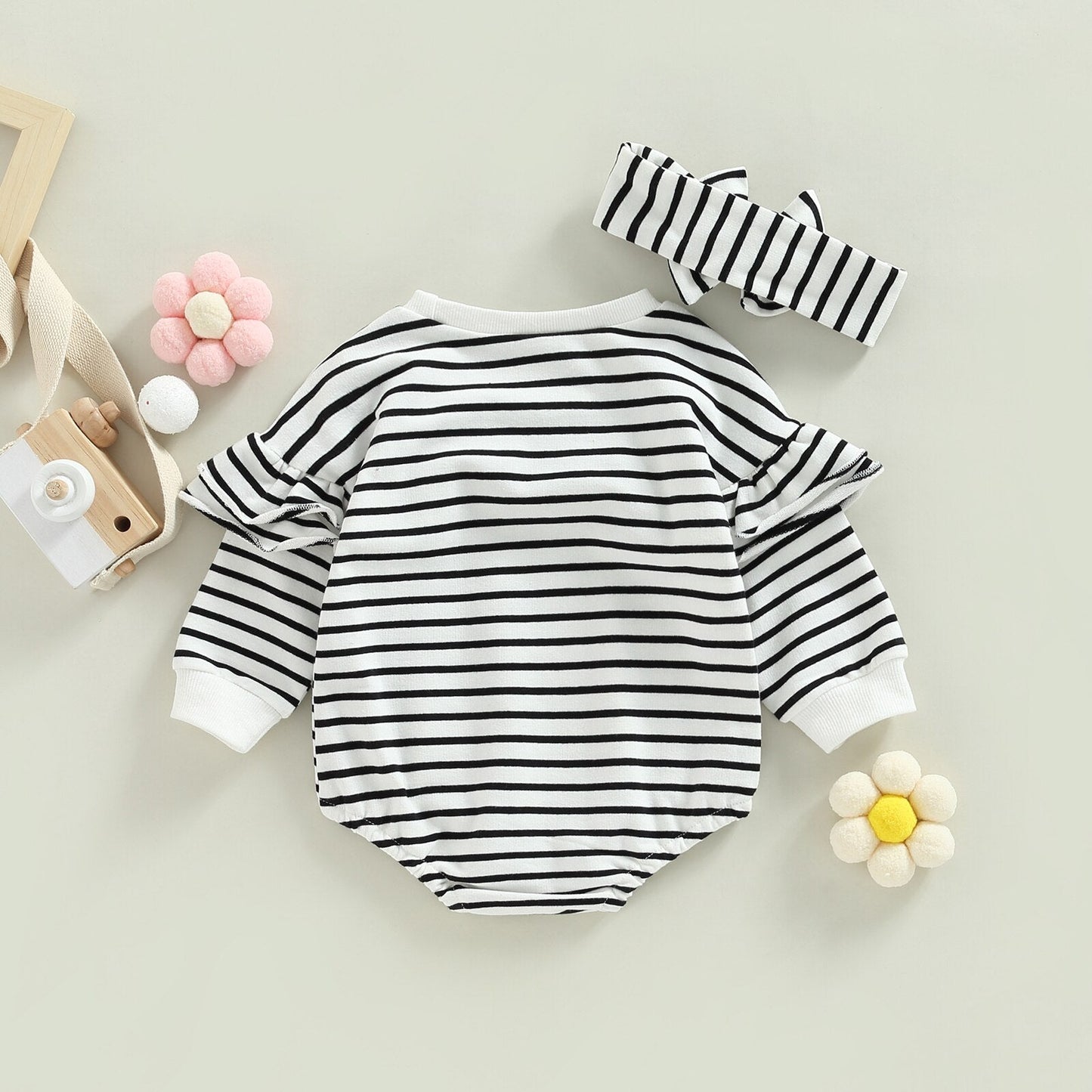 Body infantil de rayas + cinta para el pelo
