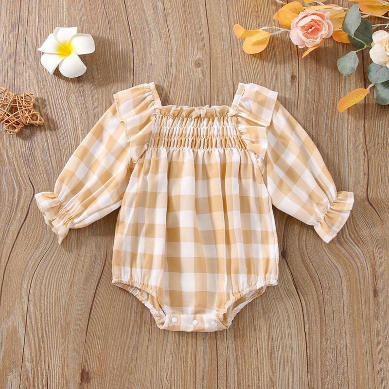 Body de ajedrez beige para niños