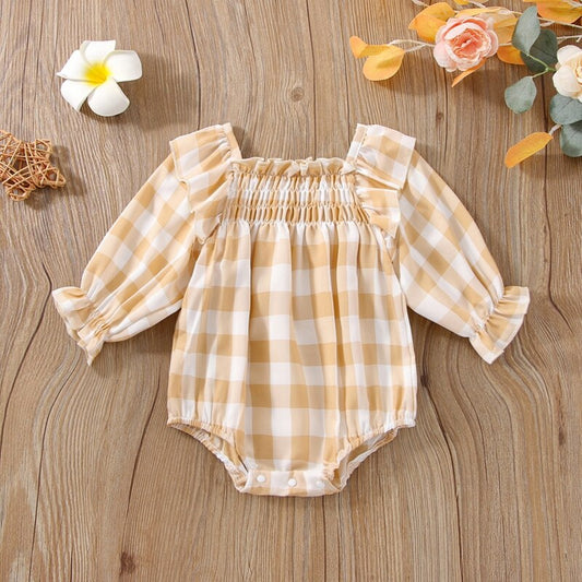 Body de ajedrez beige para niños
