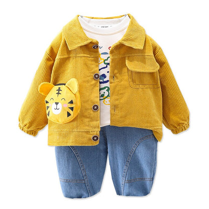 Conjunto infantil 3D con bolsa de dibujos animados