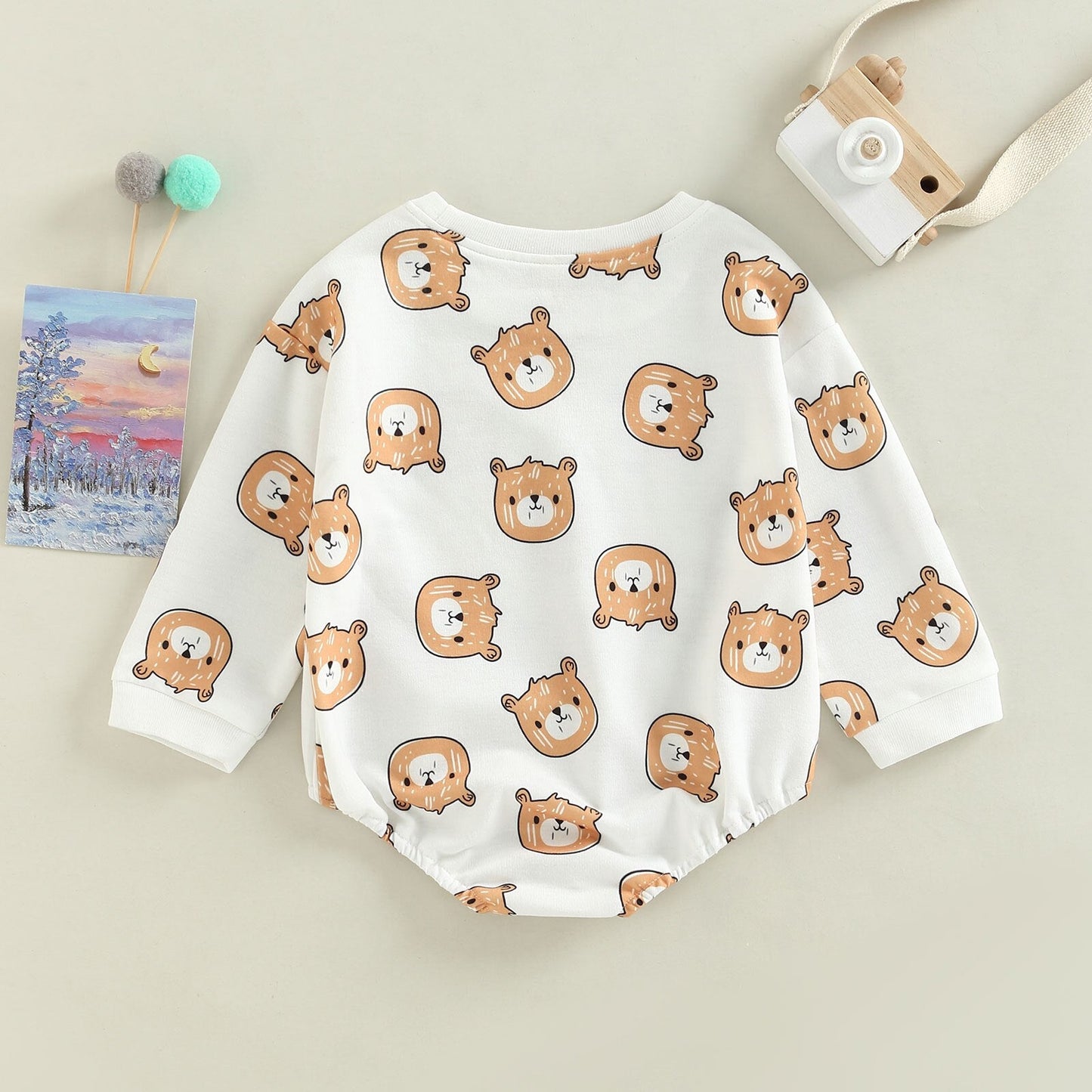 Body de bebé osito de peluche y flores