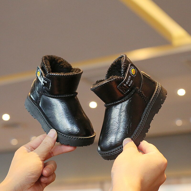 Botas de invierno para niños, de cuero, cortas, de algodón y cálidas. 