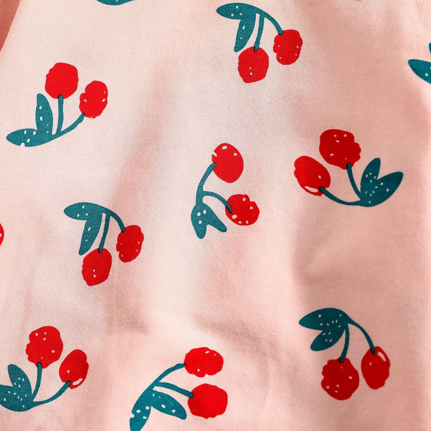 Mono de manga larga con estampado de cerezas y cinta para el pelo