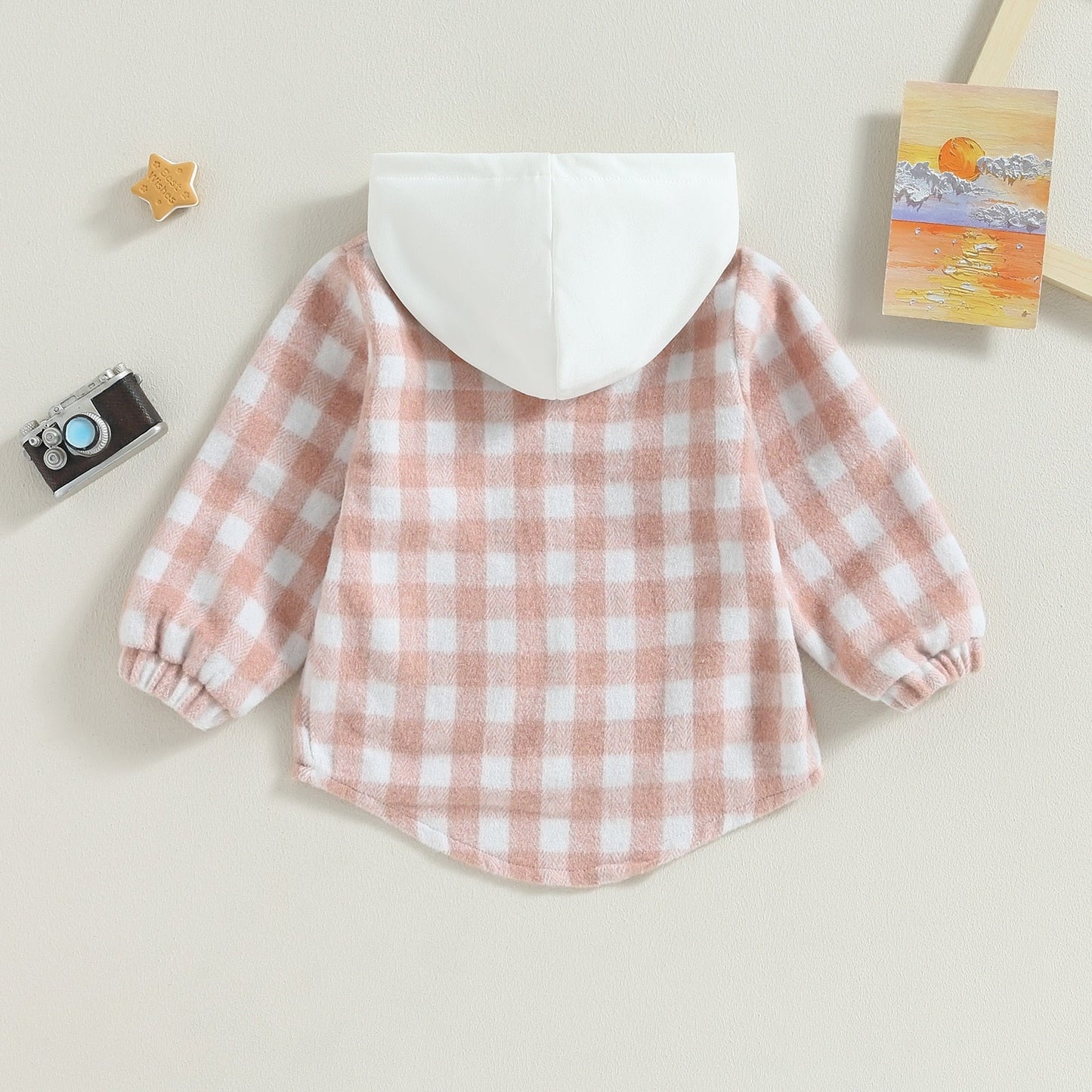 Chaqueta con capucha y cremallera a cuadros
