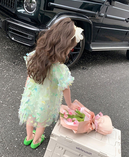 Vestido infantil de tul 3D 
