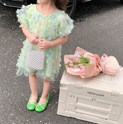 Vestido infantil de tul 3D 