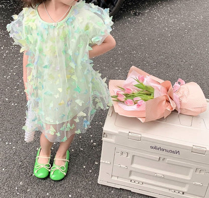 Vestido infantil de tul 3D 