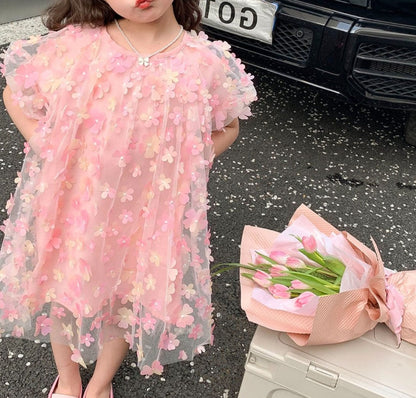 Vestido infantil de tul 3D 