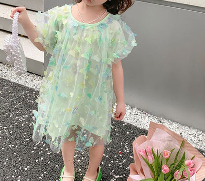 Vestido infantil de tul 3D 