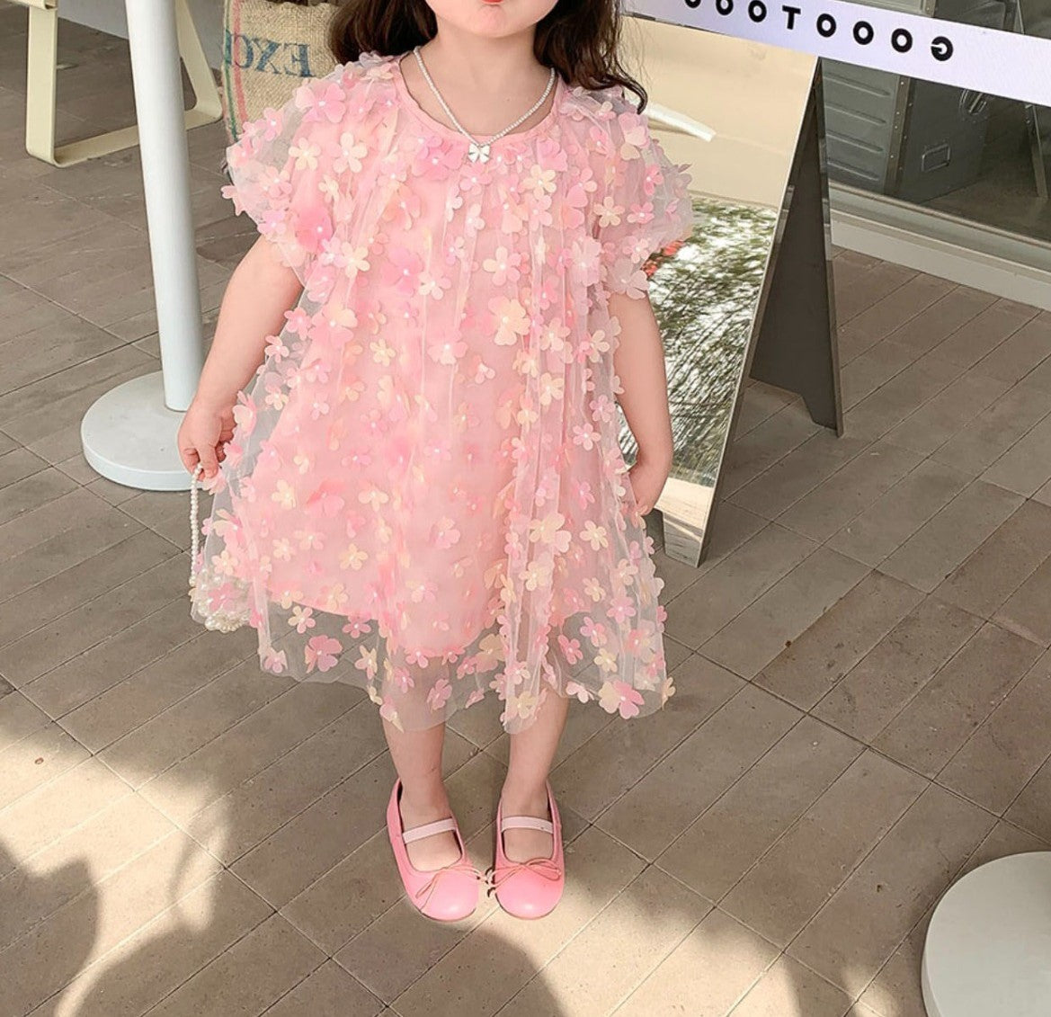 Vestido infantil de tul 3D 